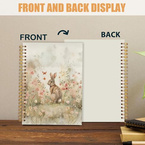 AQYIP VINTAGE FLOROL BUNNY PUNDAL NOTERS ، هدايا لعشاق BUNNY JOURNALS Notebooks ، Rustic CottageCore Wildflower Rabbit Journal ، Habbit Gifts Notebooks for Note Taking ، 5.5 × 8.3 بوصة in Saudi Arabia