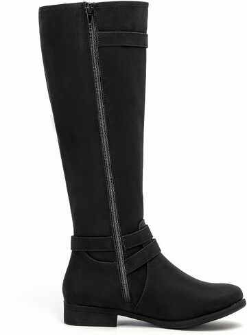 Ruiee Womens Knee High Boots Fall Winter Fashion Boot. | Riding, Casual Versatile, Comfort, Flat Boots, Faux Leather, Round Toe, Side Zipper, Stylish in Saudi Arabia