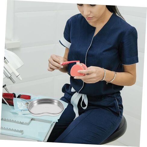 صينية طبية من الفولاذ المقاوم للصدأ من AmoSfun متوسطة منحنية لصالونات التجميل وأطباء الأسنان الصلب سهلة تنظيف حامل الأدوات للاستخدام المهني in Saudi Arabia