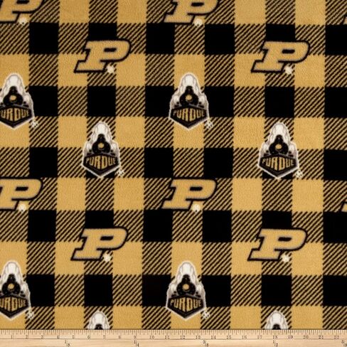 SYKEL ENTERPRISES NCAA Purdue Boilermakers Buffalo Plaid Fleece, Fabric by The Yard in Kuwait