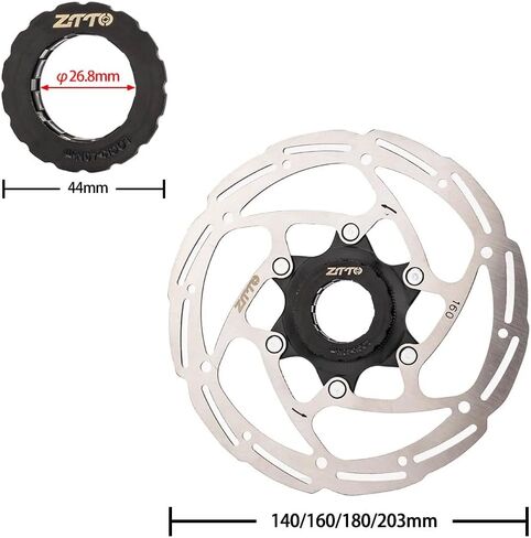 ZTTO Centerlock دراجة القرص دوار فرامل فرامل ، 160 ملم الصلب عالية القوة وسبائك الضوء 1.8 مم 6 حفرة دراجة دراجة دوار دوار دوار أي وسادات لدراجة الطريق MTB (أسود 160 مم) in Kuwait