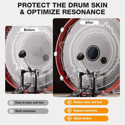 Facmogu 4pcs باس باس Drump Damping Patches ، ملصقات حامي Drumhead ذاتية اللصق ، لوحة صوتية ، تصحيح طبل ركلة ، تصحيح Drumhead Patch للأداء/الممارسة (Black & Wihte) in Kuwait