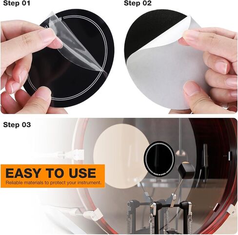 Facmogu 4pcs باس باس Drump Damping Patches ، ملصقات حامي Drumhead ذاتية اللصق ، لوحة صوتية ، تصحيح طبل ركلة ، تصحيح Drumhead Patch للأداء/الممارسة (Black & Wihte) in Kuwait