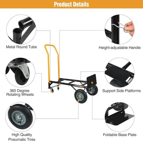 RedSwing 2 in 1 Convertible Hand Truck, Portable Utility Dolly Cart with Telescoping Handle 4 Wheels, Heavy Duty Folding Platform Cart for Industrial, Warehouse, Home, Office, Luggage,330 Lbs Capacity in Kuwait