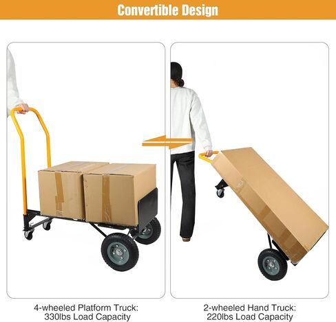 RedSwing 2 in 1 Convertible Hand Truck, Portable Utility Dolly Cart with Telescoping Handle 4 Wheels, Heavy Duty Folding Platform Cart for Industrial, Warehouse, Home, Office, Luggage,330 Lbs Capacity in Kuwait