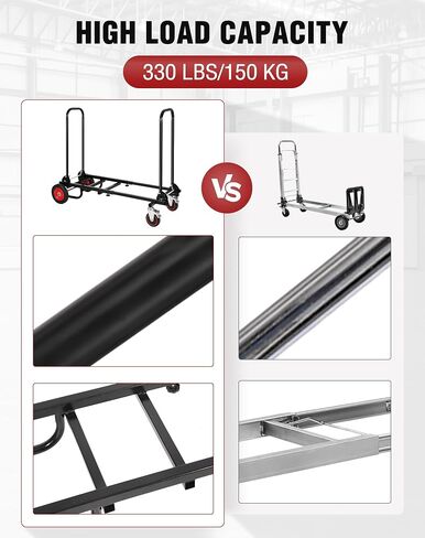 RedSwing 2 in 1 Convertible Hand Truck, Portable Utility Dolly Cart with Telescoping Handle 4 Wheels, Heavy Duty Folding Platform Cart for Industrial, Warehouse, Home, Office, Luggage,330 Lbs Capacity in Kuwait