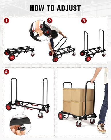 RedSwing 2 in 1 Convertible Hand Truck, Portable Utility Dolly Cart with Telescoping Handle 4 Wheels, Heavy Duty Folding Platform Cart for Industrial, Warehouse, Home, Office, Luggage,330 Lbs Capacity in Kuwait