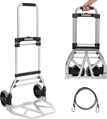 Vergo 275 IBS سعة الشاحنة اليدوية القابلة للطي Dolly - عربة ألمنيوم خفيفة الوزن مع مقبض تلسكوب 42 بوصة ، عربة اليد المدمجة مع عجلات مطاطية 7 " - مثالية للاستخدام متعدد الأغراض (S300BT) in Kuwait
