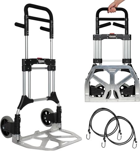 Vergo 275 IBS سعة الشاحنة اليدوية القابلة للطي Dolly - عربة ألمنيوم خفيفة الوزن مع مقبض تلسكوب 42 بوصة ، عربة اليد المدمجة مع عجلات مطاطية 7 " - مثالية للاستخدام متعدد الأغراض (S300BT) in Kuwait