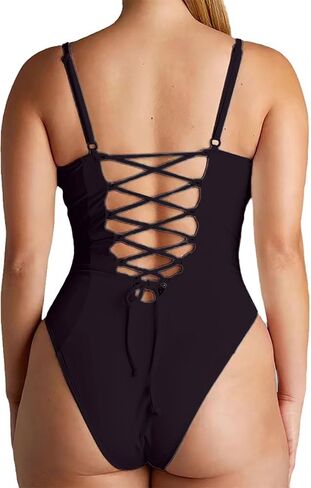 ادفع UP Control Control Swimsuit للنساء ، والملابس الداخلية قطعة واحدة للسباحة مع التفاصيل الظهر الدانتيل in Saudi Arabia