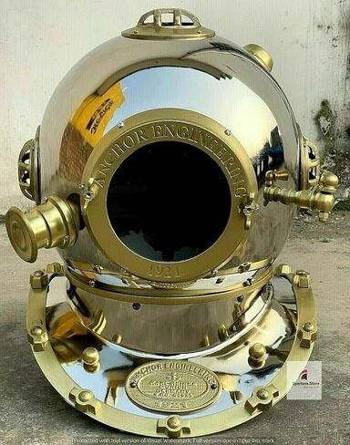 Brass and Chrome Anchor Diving Helmet Vintage Divers Helmet Deep Sea US Navy Mark IV 18 inch Gift 18 Inch in Kuwait