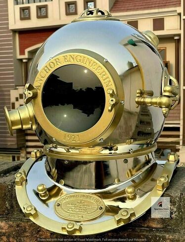 Brass and Chrome Anchor Diving Helmet Vintage Divers Helmet Deep Sea US Navy Mark IV 18 inch Gift 18 Inch in Kuwait