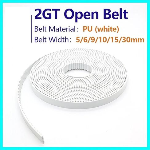 1PCS GT2 حزام توقيت مفتوح 2GT حزام PU مع نواة الصلب لعرض الطابعة ثلاثية الأبعاد 5 6 9 10 15 30 مم الصلب البولي يوريثين (2 متر ، PU-WHITE_10MM) in Kuwait