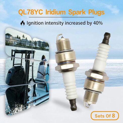 8PCS Iridium Spark Plugs Fit for Johnson Evinrude Mercury Marine Outboard Engines, Replacement for QL78YC, 938M in Saudi Arabia