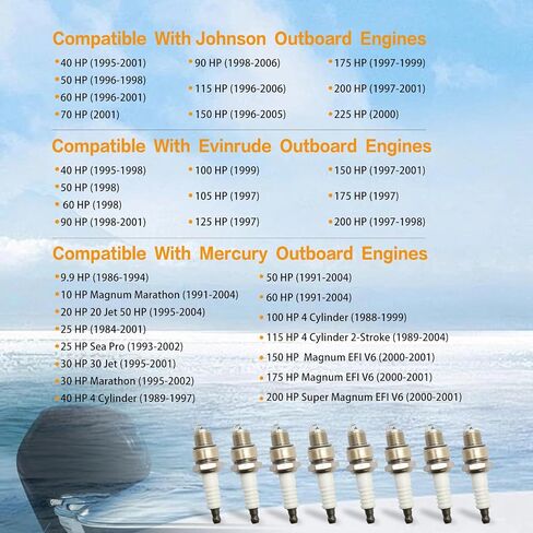 8PCS Iridium Spark Plugs Fit for Johnson Evinrude Mercury Marine Outboard Engines, Replacement for QL78YC, 938M in Saudi Arabia