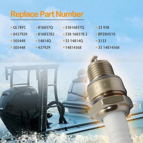 8PCS Iridium Spark Plugs Fit for Johnson Evinrude Mercury Marine Outboard Engines, Replacement for QL78YC, 938M in Saudi Arabia