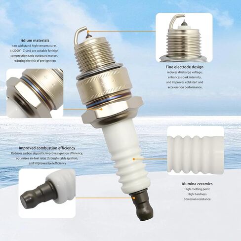 8PCS Iridium Spark Plugs Fit for Johnson Evinrude Mercury Marine Outboard Engines, Replacement for QL78YC, 938M in Saudi Arabia