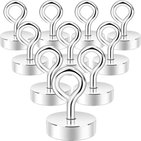 Neosmuk Magnetic Hooks,40lb Heavy Duty Earth Magnets with Hook for Refrigerator, Extra Strong Cruise Hook for Hanging, Magnetic Hanger for Cabins, Grill(Silver，10 Pack) in Saudi Arabia