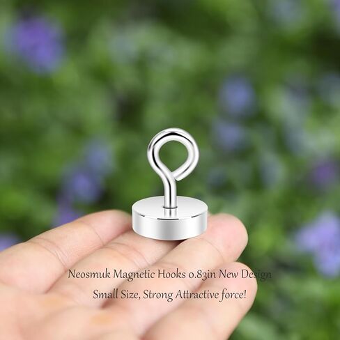 Neosmuk Magnetic Hooks,40lb Heavy Duty Earth Magnets with Hook for Refrigerator, Extra Strong Cruise Hook for Hanging, Magnetic Hanger for Cabins, Grill(Silver，10 Pack) in Saudi Arabia
