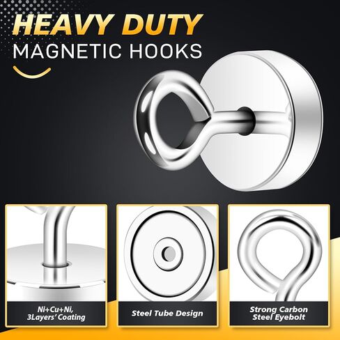 Neosmuk Magnetic Hooks,40lb Heavy Duty Earth Magnets with Hook for Refrigerator, Extra Strong Cruise Hook for Hanging, Magnetic Hanger for Cabins, Grill(Silver，10 Pack) in Saudi Arabia