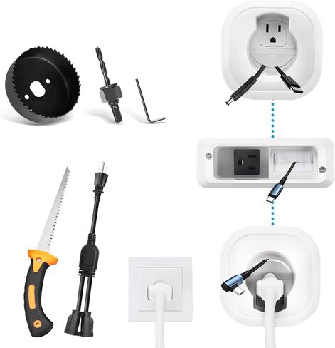 in-Wall Cable Management Kit for TV & Soundbar - Hide Cords Behind Wall Mounted TV with Power Relocation, Includes Drywall Saw & Hole Saw - DIY Home Theater & Gaming Setup in Saudi Arabia
