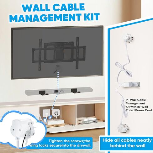 in-Wall Cable Management Kit for TV & Soundbar - Hide Cords Behind Wall Mounted TV with Power Relocation, Includes Drywall Saw & Hole Saw - DIY Home Theater & Gaming Setup in Saudi Arabia