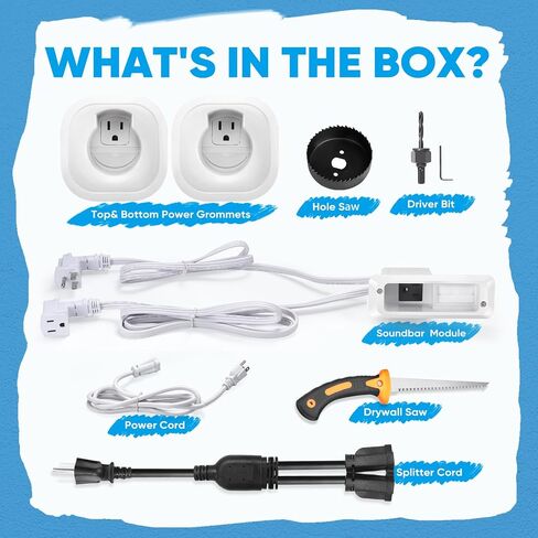 in-Wall Cable Management Kit for TV & Soundbar - Hide Cords Behind Wall Mounted TV with Power Relocation, Includes Drywall Saw & Hole Saw - DIY Home Theater & Gaming Setup in Saudi Arabia