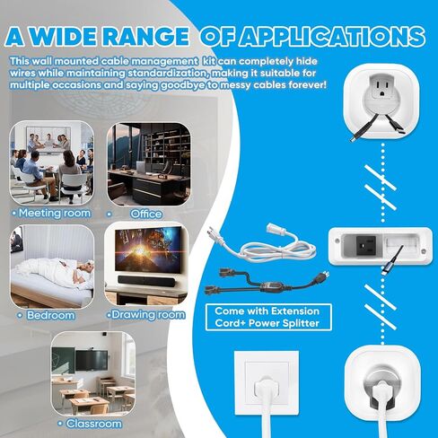 in-Wall Cable Management Kit for TV & Soundbar - Hide Cords Behind Wall Mounted TV with Power Relocation, Includes Drywall Saw & Hole Saw - DIY Home Theater & Gaming Setup in Saudi Arabia