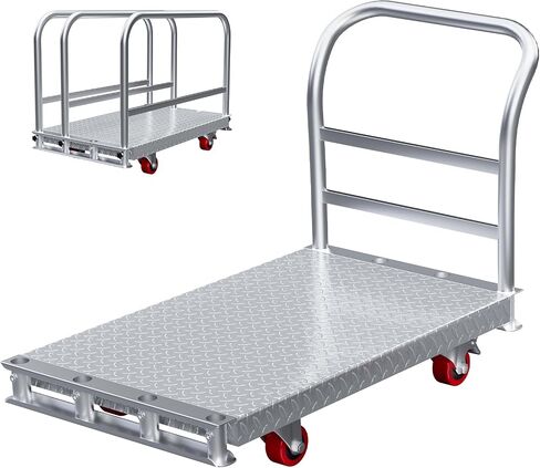 2IN1 Steel Panel Cart Dolly – Heavy Duty Drywall Lumber Truck Cart with 3000 LBS Capacity, 44 x 28 Inch 2.2MM Steel Plate, 6" Swivel Brake Wheels, 1 Front & 3 Side Handrails (XL) in Kuwait