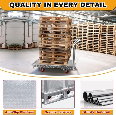 2IN1 Steel Panel Cart Dolly – Heavy Duty Drywall Lumber Truck Cart with 3000 LBS Capacity, 44 x 28 Inch 2.2MM Steel Plate, 6" Swivel Brake Wheels, 1 Front & 3 Side Handrails (XL) in Kuwait