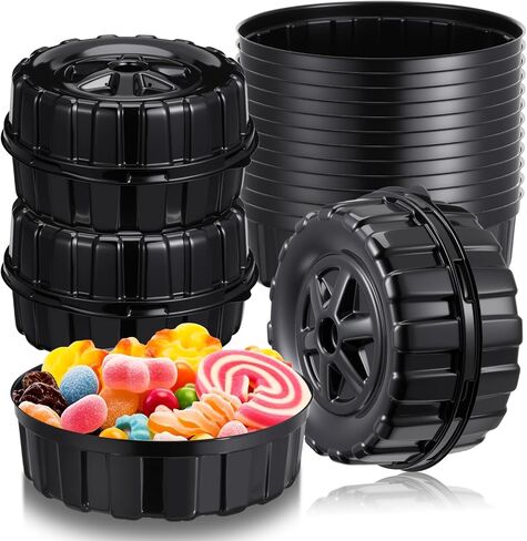 UIIFAN 12 PCS TRACK WAYELS حاويات الطعام البلاستيكية مع عجلات سيارة سباق عجلات يمكن التخلص منها للشاحن in Kuwait