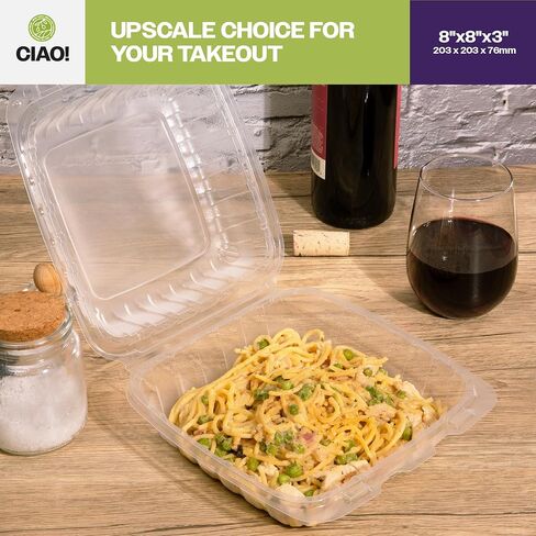 CIAO! 9"x9"x3" 1 Compartment PP Plastic Clear Hinged Container for Take Out (Case of 150) in Kuwait