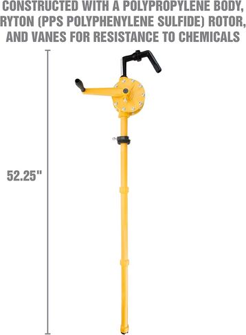 OEMTOOLS 24470 Rotary Barrel Pump, Polypropylene Drum Hand Pump for Water-Based Solutions, 55 Gallon Water Barrel Pump, Chemical Barrel Pump, Fast Flow Rate in Saudi Arabia