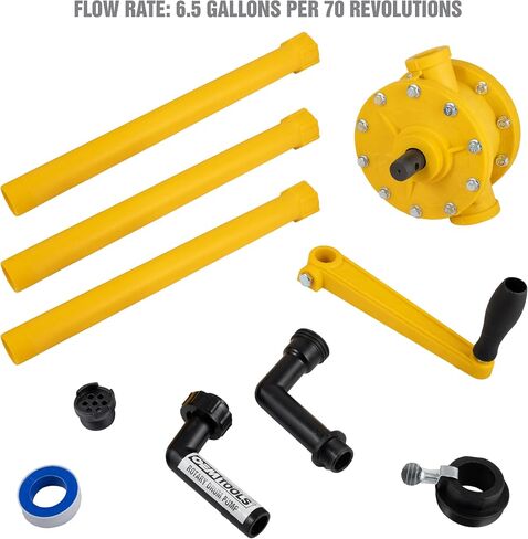 OEMTOOLS 24470 Rotary Barrel Pump, Polypropylene Drum Hand Pump for Water-Based Solutions, 55 Gallon Water Barrel Pump, Chemical Barrel Pump, Fast Flow Rate in Saudi Arabia