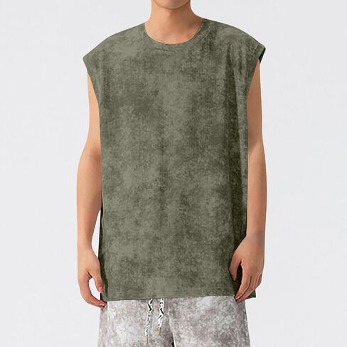 Men's Sleeveless Tank Tops Oversized Crewneck Casual Workout Gym Muscle Fit T Shirt Summer Beach Cap Sleeve Tee Tops in Saudi Arabia
