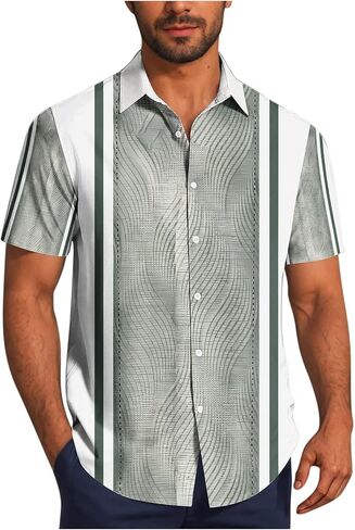 Cuban Guayabera Shirts for Men Short Sleeve Casual Button Down Shirts Summer Vacation Beach Shirt Mexican Tops in Saudi Arabia