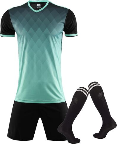 Hiheart Mens Soccer Jersey و Shorts with Socks Quick Dry Football Team Aselds in Kuwait