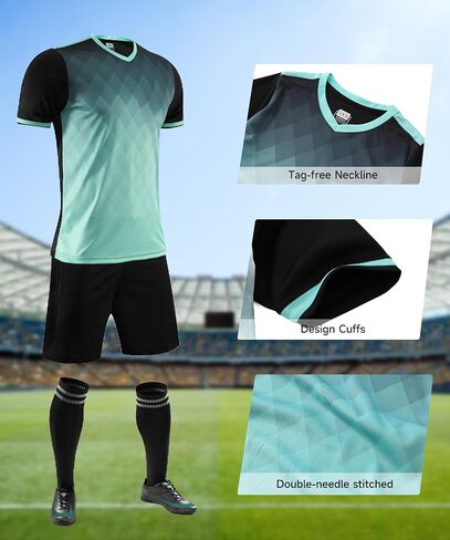 Hiheart Mens Soccer Jersey و Shorts with Socks Quick Dry Football Team Aselds in Kuwait