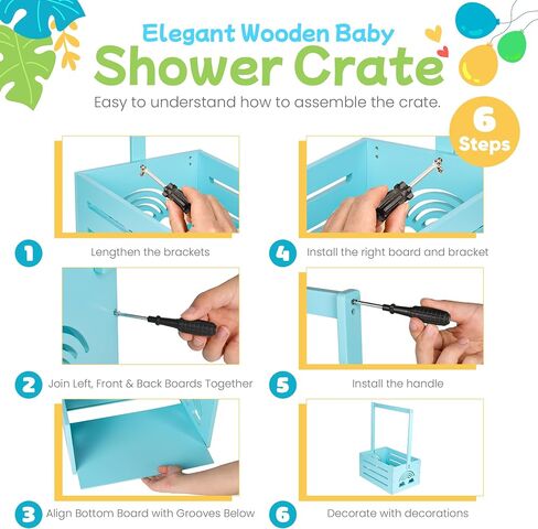 Wooden Baby Shower Crate Closet – with Handle, Smooth Surface & Round Edges – Textured Natural Wood - New Born Welcome Gift Hamper for Boys & Girls - Pregnancy Gifts for New Parents in Saudi Arabia