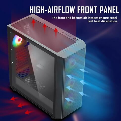 Raidmax X606 Gaming ATX Case, Front Air Intake Design with Metal Mesh Panel, Includes 3X 140mm ARGB Fans + 1x 120mm ARGB Fans, Support 240/280/360mm Water Cooler and MAX 400mm GPUs (X606TBFP700) in Kuwait