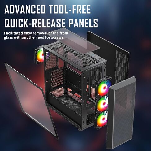 Raidmax X606 Gaming ATX Case, Front Air Intake Design with Metal Mesh Panel, Includes 3X 140mm ARGB Fans + 1x 120mm ARGB Fans, Support 240/280/360mm Water Cooler and MAX 400mm GPUs (X606TBFP700) in Kuwait