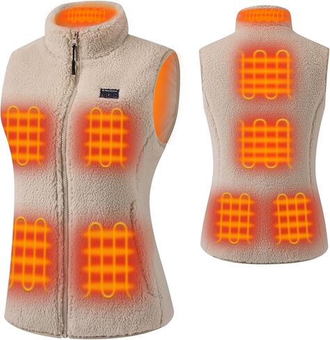 Fuzzy Heated Vest for Women with 16000mAh 7.4V Battery Pack Included, Sherpa Heated Vest Women, Fleece Heating Vests in Saudi Arabia