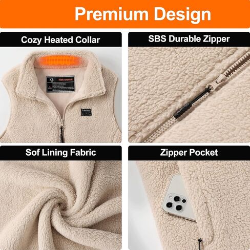 Fuzzy Heated Vest for Women with 16000mAh 7.4V Battery Pack Included, Sherpa Heated Vest Women, Fleece Heating Vests in Saudi Arabia