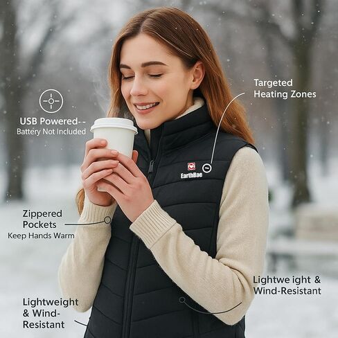 Women’s Heated Vest – Lightweight USB Rechargeable Gilet for Office, Daily Wear, Outdoor Walks & Cold Weather Use in Saudi Arabia