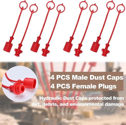 4 Sets 3/8" ISO 5675B Hydraulic Quick Coupler Dust Caps and Plugs – Male & Female Covers for Hydraulic Hose Fittings, Leak-Proof Durable Protective Covers with Retention Ring in Saudi Arabia