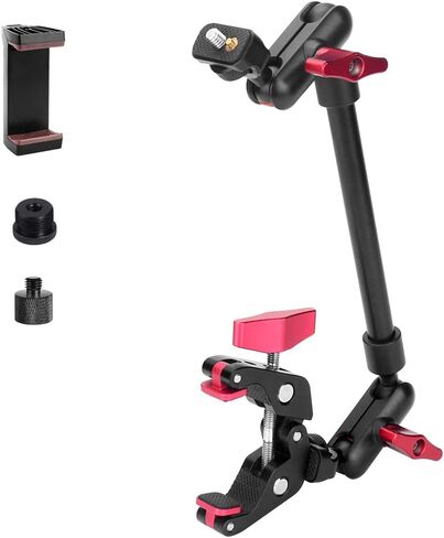 22" Magic Arm w Clamp, Overhead Phone Mount, Flexible Desk Camera Mount, Articulating Friction Boom Arm w Thread Adapter, for POV Shot, Light, Webcam, Mic, Action Camera, for Content Creators in Saudi Arabia