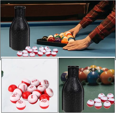 Billiard Shaker Bottle with Tally Balls 2 Sets Billiard Pool Shaker Pool Snooker Billiard Table Kelly Bottle with Numbered Balls Pool Dice Billiards Accessory, 16.50X7.50X7.50CM in Saudi Arabia