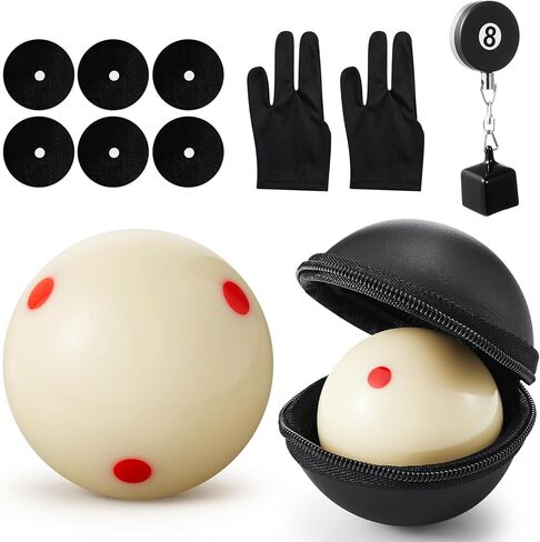 Billiards Cue Ball 2-1/4" Practice Training Artifact with Snooker Pool Cue Chalk Holder Gloves Ball Bag 6 Pool Table Marker Dots for Billiard Table Accessory in Saudi Arabia