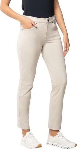 Ibkul Women's 5-Pocket Performance Place-Factured Fabric ، Flattering Fit ، Confer Comfort-75002 Stone Solid M in Kuwait