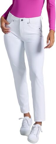 Ibkul Women's 5-Pocket Performance Place-Factured Fabric ، Flattering Fit ، Confer Comfort-75002 Stone Solid M in Kuwait